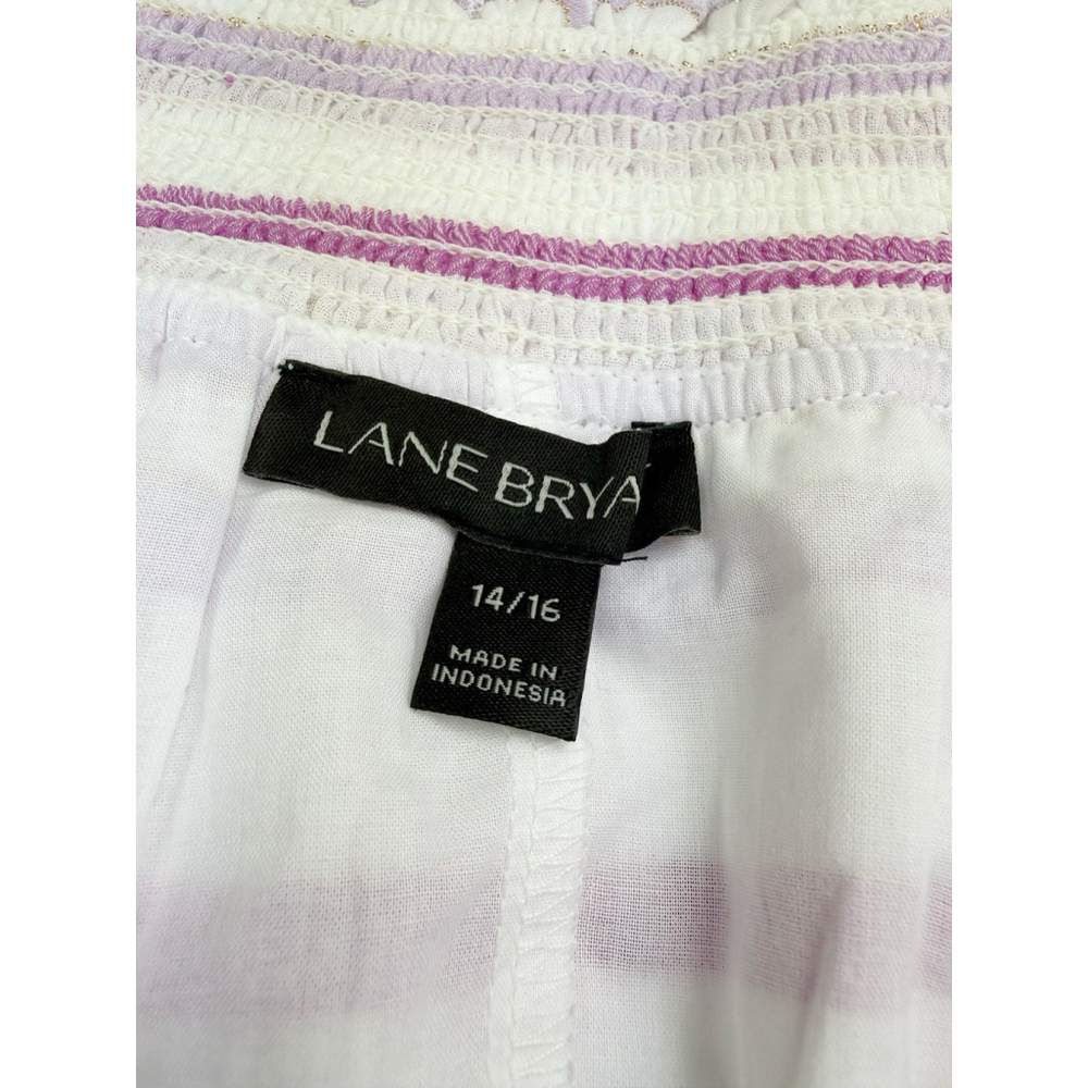 Lane Bryant Off The Shoulder Top Plus 14/16 White Pink Purple Striped Blouse - Picture 5 of 8